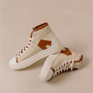 ALOHAS Cream and Brown Athletic Shoes
